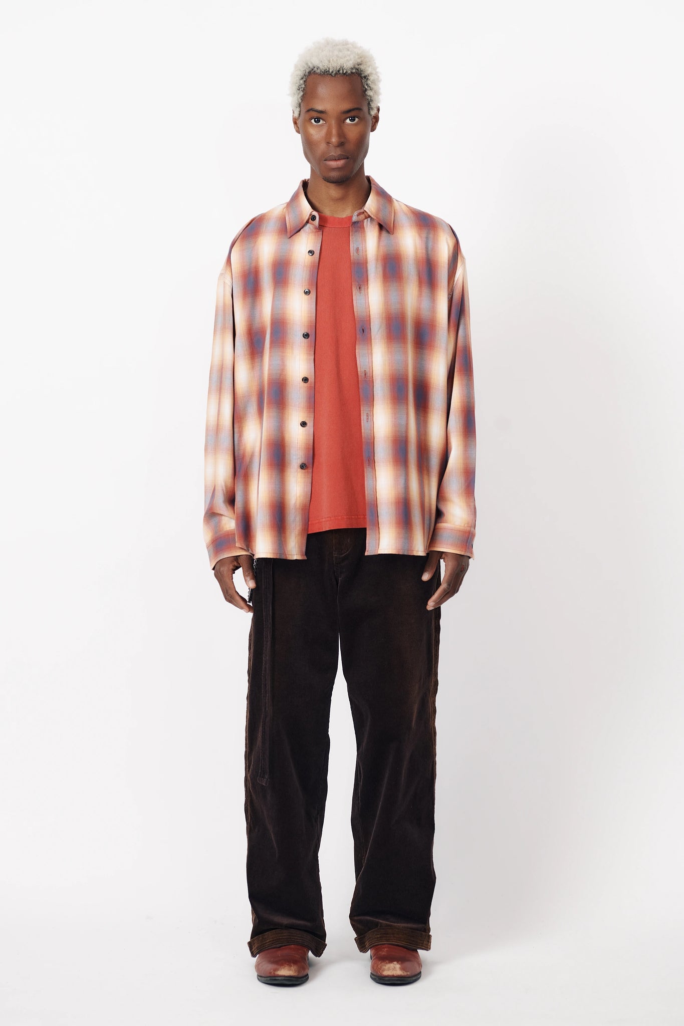 BIG LS SHIRT - RED PLAID