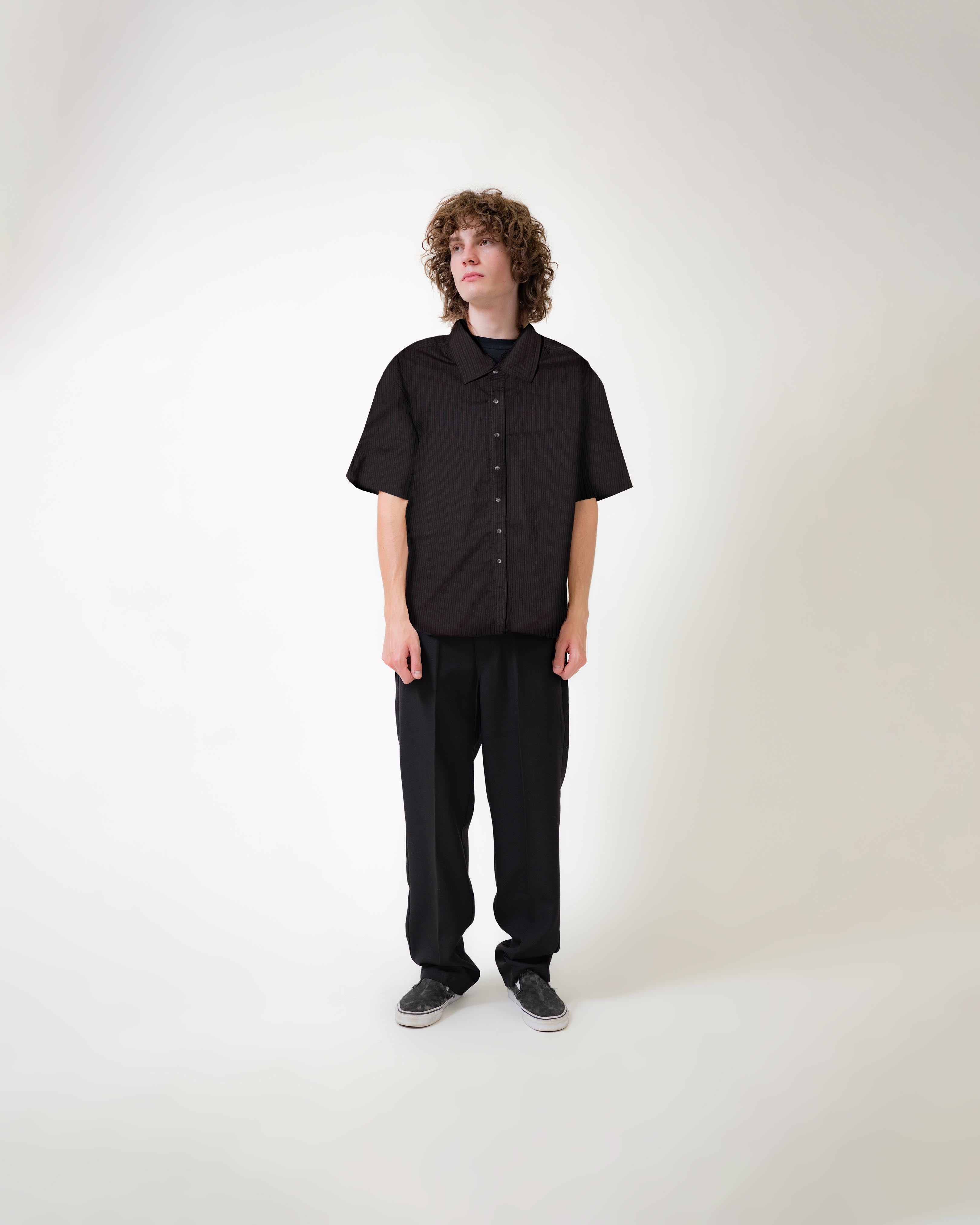 BIG SS SHIRT - BLACK PINSTRIPE