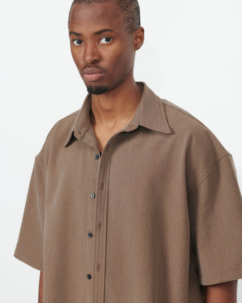 BIG SS SHIRT - TAUPE PINSTRIPE