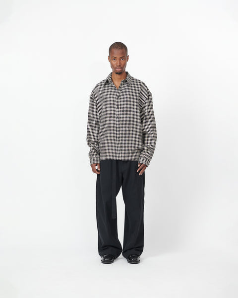 BOXY LS SHIRT - B/W CHECK