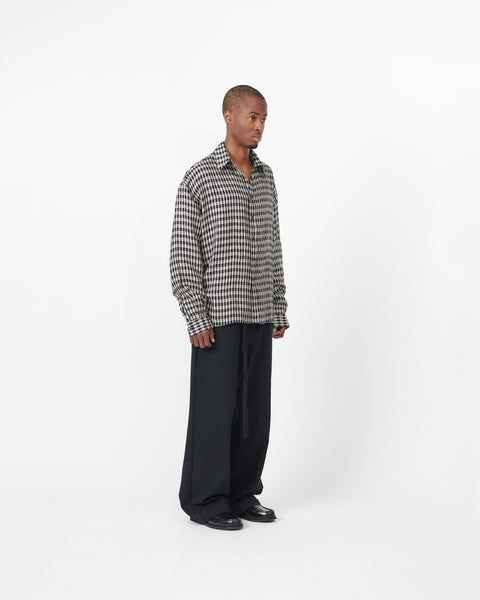 BOXY LS SHIRT - B/W CHECK