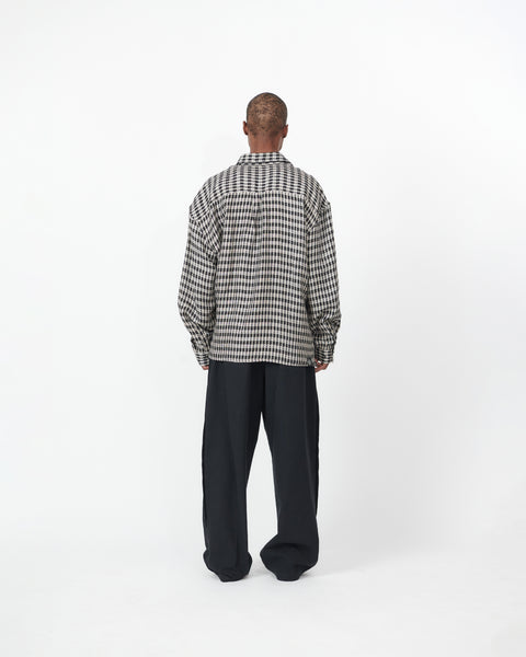 BOXY LS SHIRT - B/W CHECK