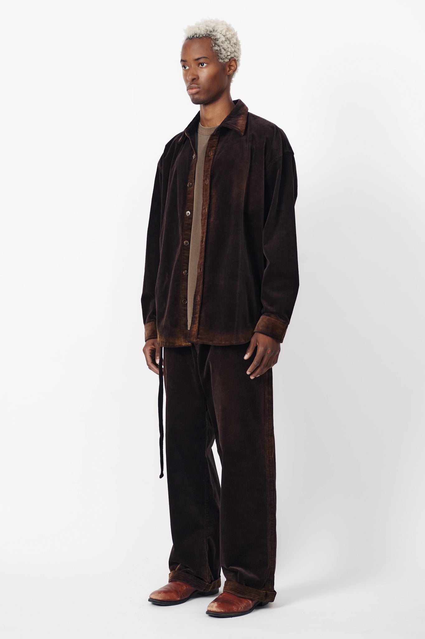 CORD LS SHIRT - WASHED BROWN