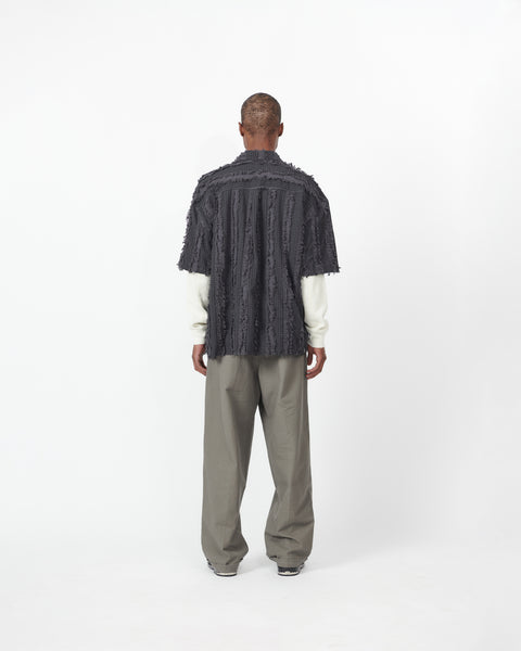 FRAYED SS SHIRT - CHARCOAL