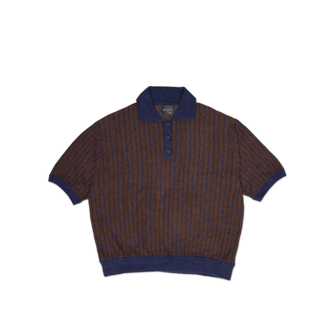 KNIT POLO - BROWN/NAVY