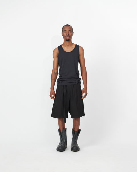 PLEATED SUIT SHORT - BLACK