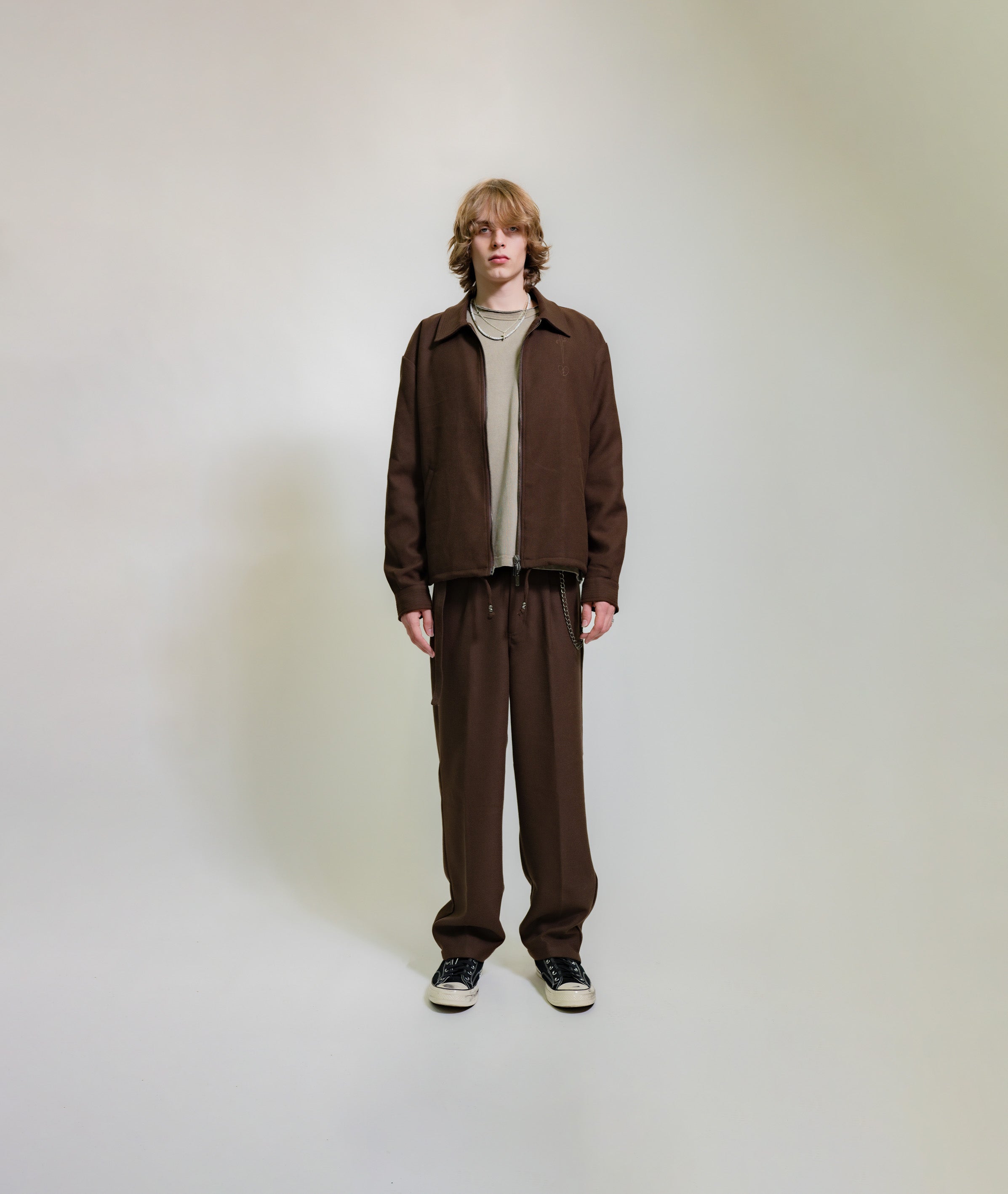 PLEATED SUIT PANT, BROWN