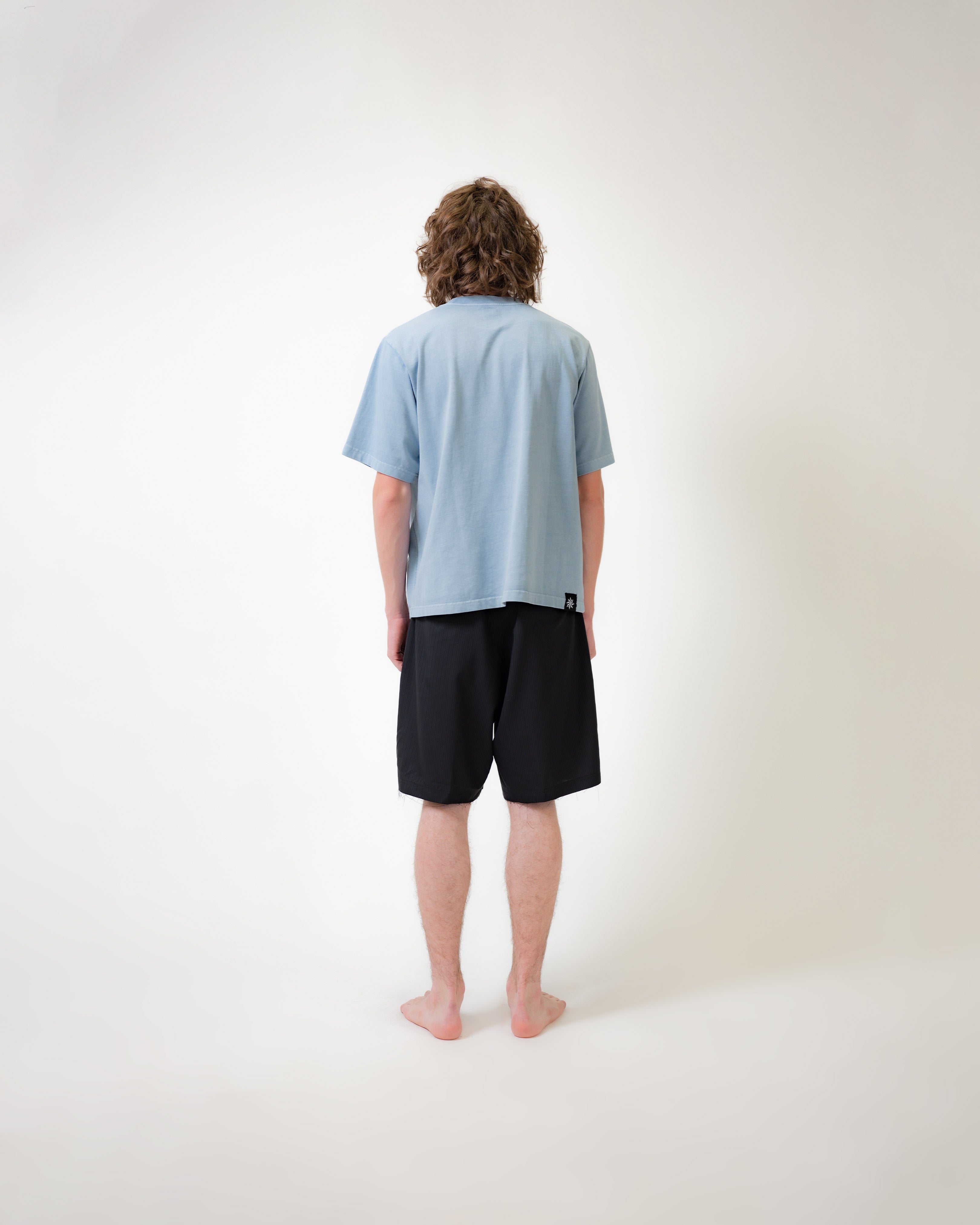 PLEATED SUIT SHORT - BLACK PINSTRIPE