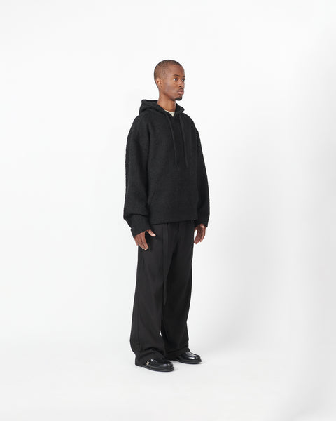 WOVEN HOODIE - BLACK