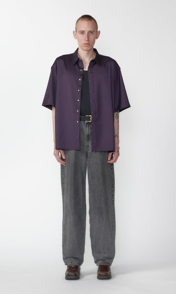 SNAP SHIRT - PURPLE PINSTRIPE