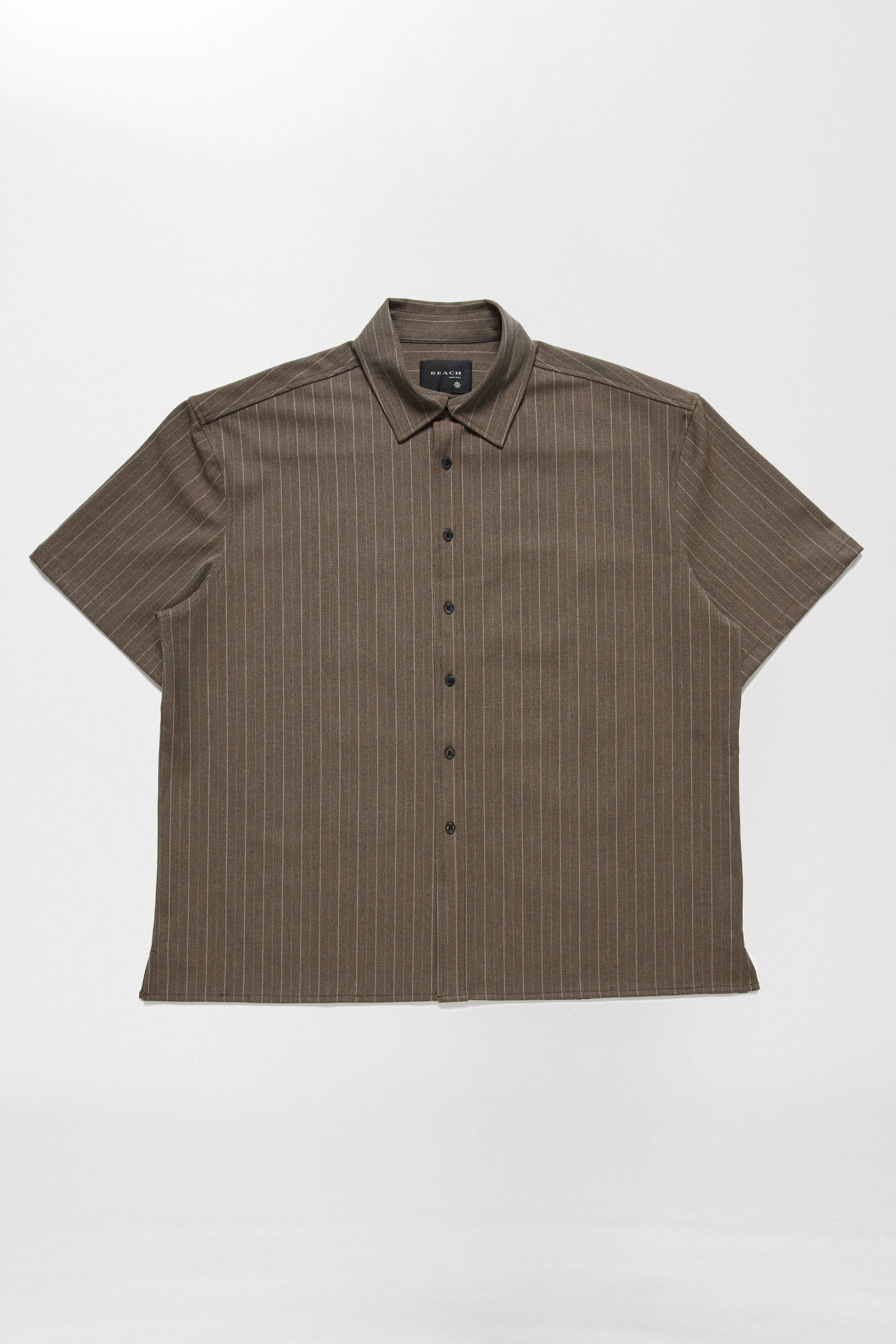 BB Short Sleeve Shirt | Chocolate Pinstripe | Shop Now – Beach Brains