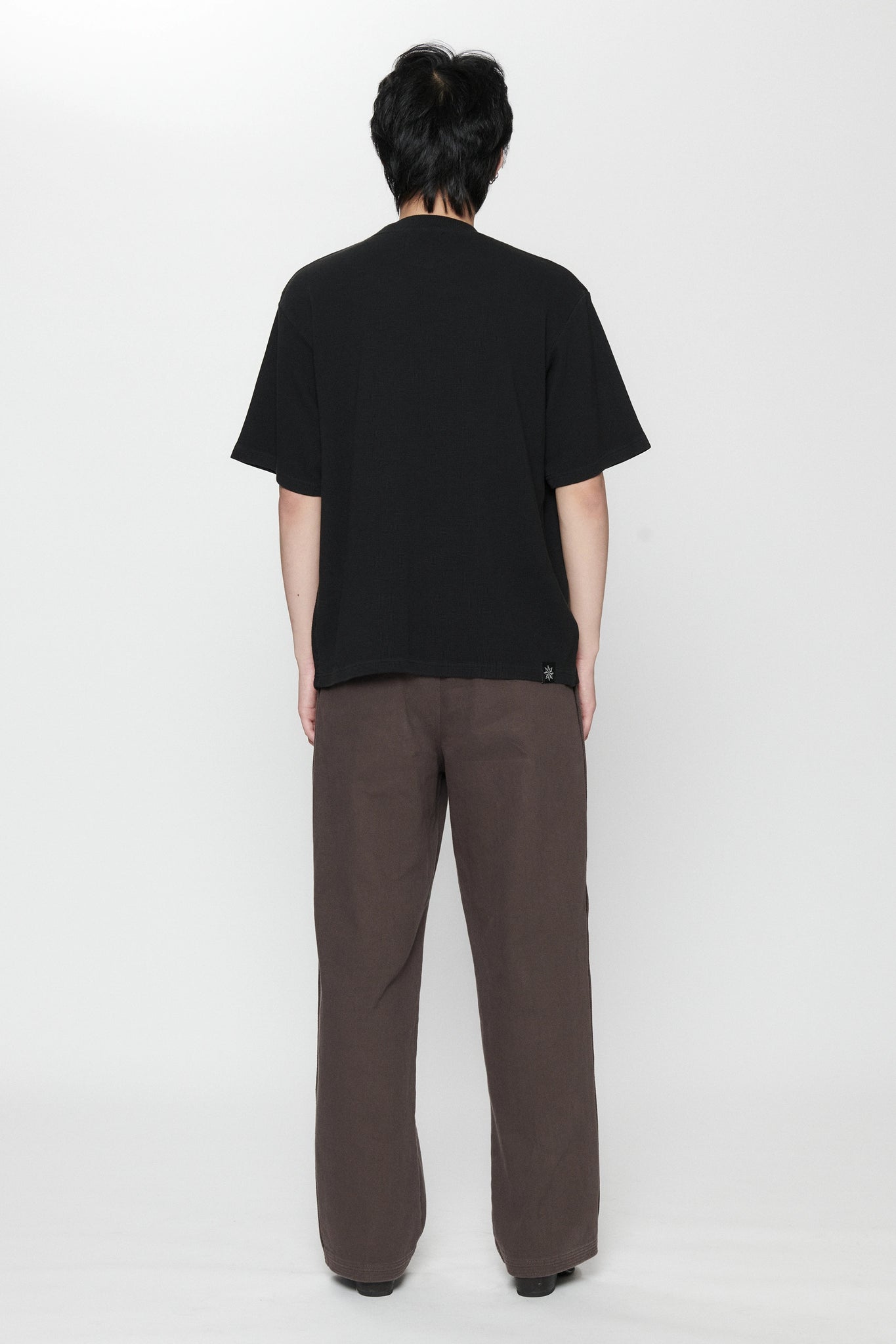 WAFFLE BOXY T-SHIRT - BLACK