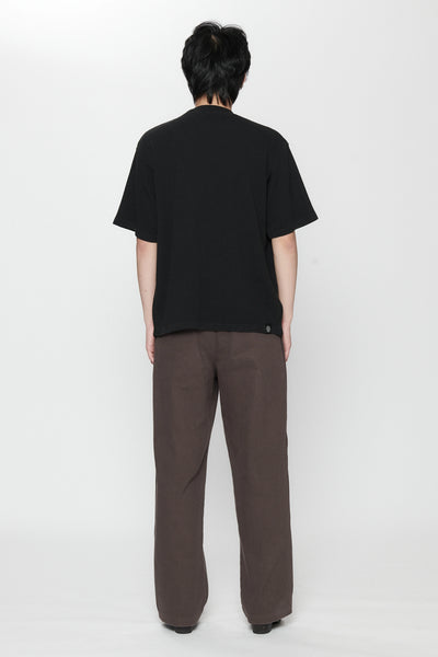 WAFFLE BOXY T-SHIRT - BLACK