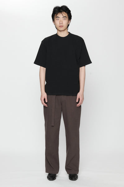 WAFFLE BOXY T-SHIRT - BLACK