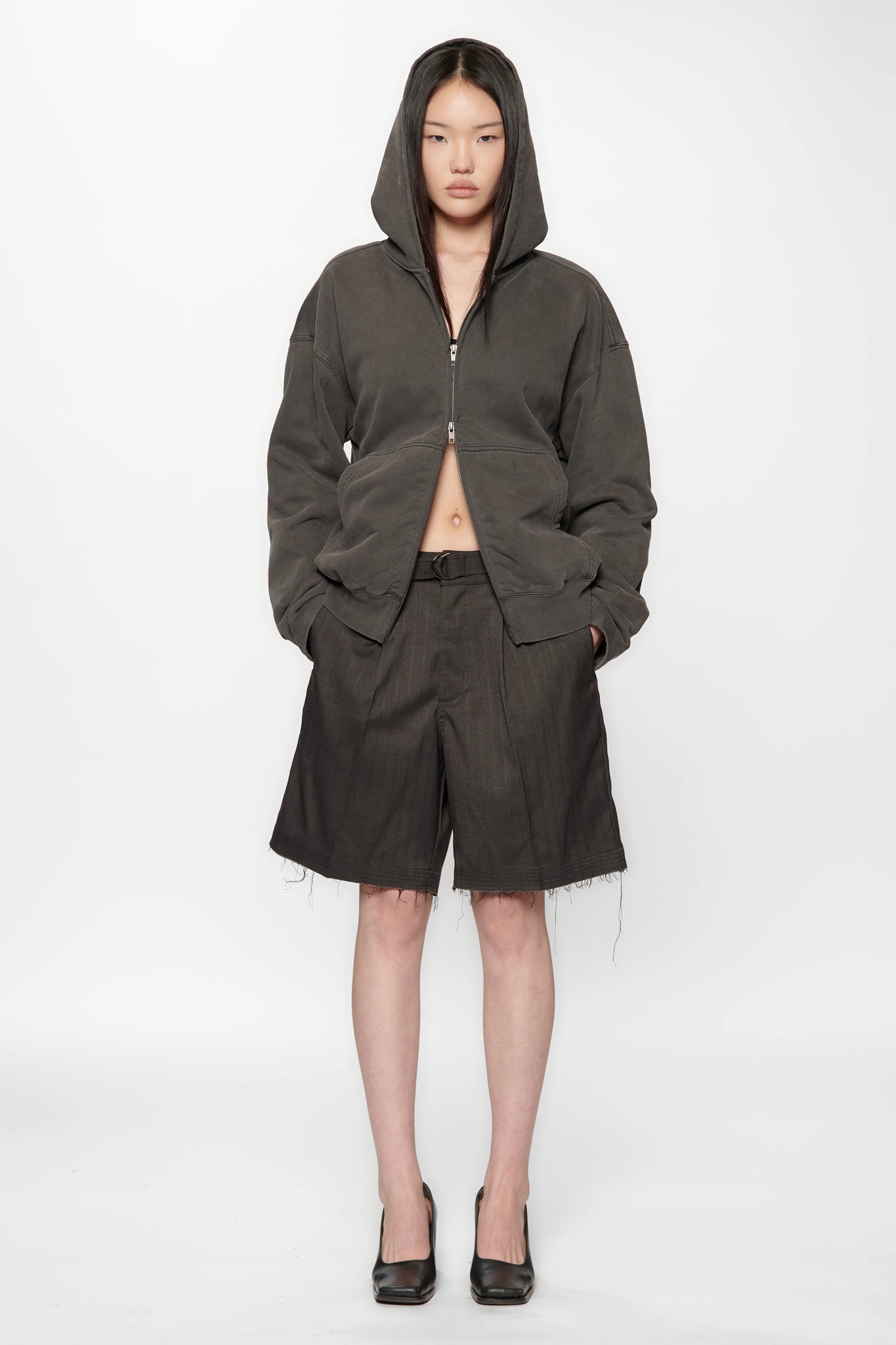 CUT SHORT - BLACK HERRINGBONE