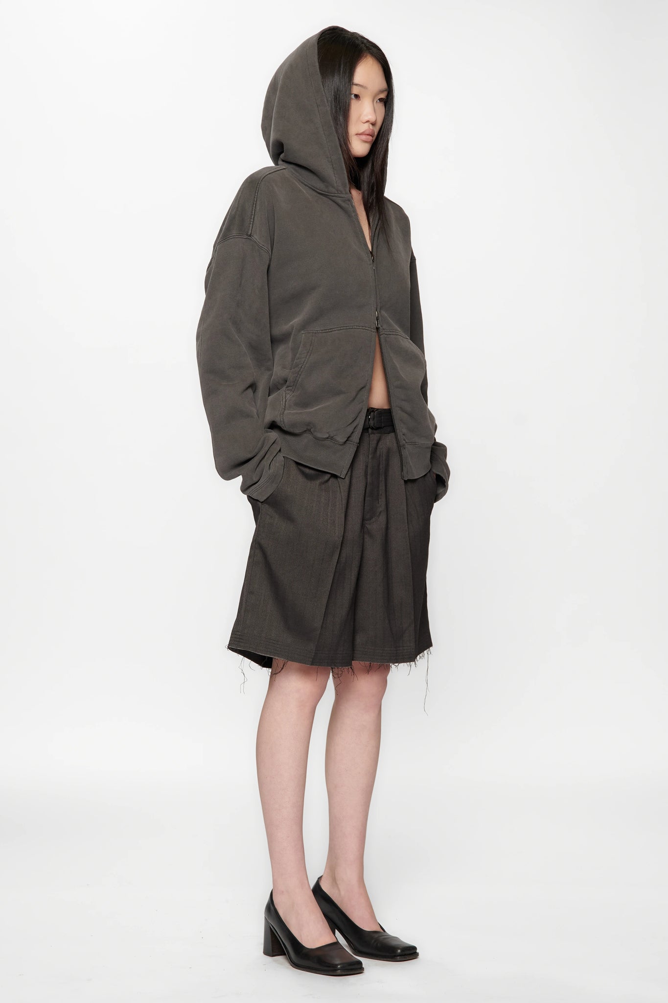 CUT SHORT - BLACK HERRINGBONE