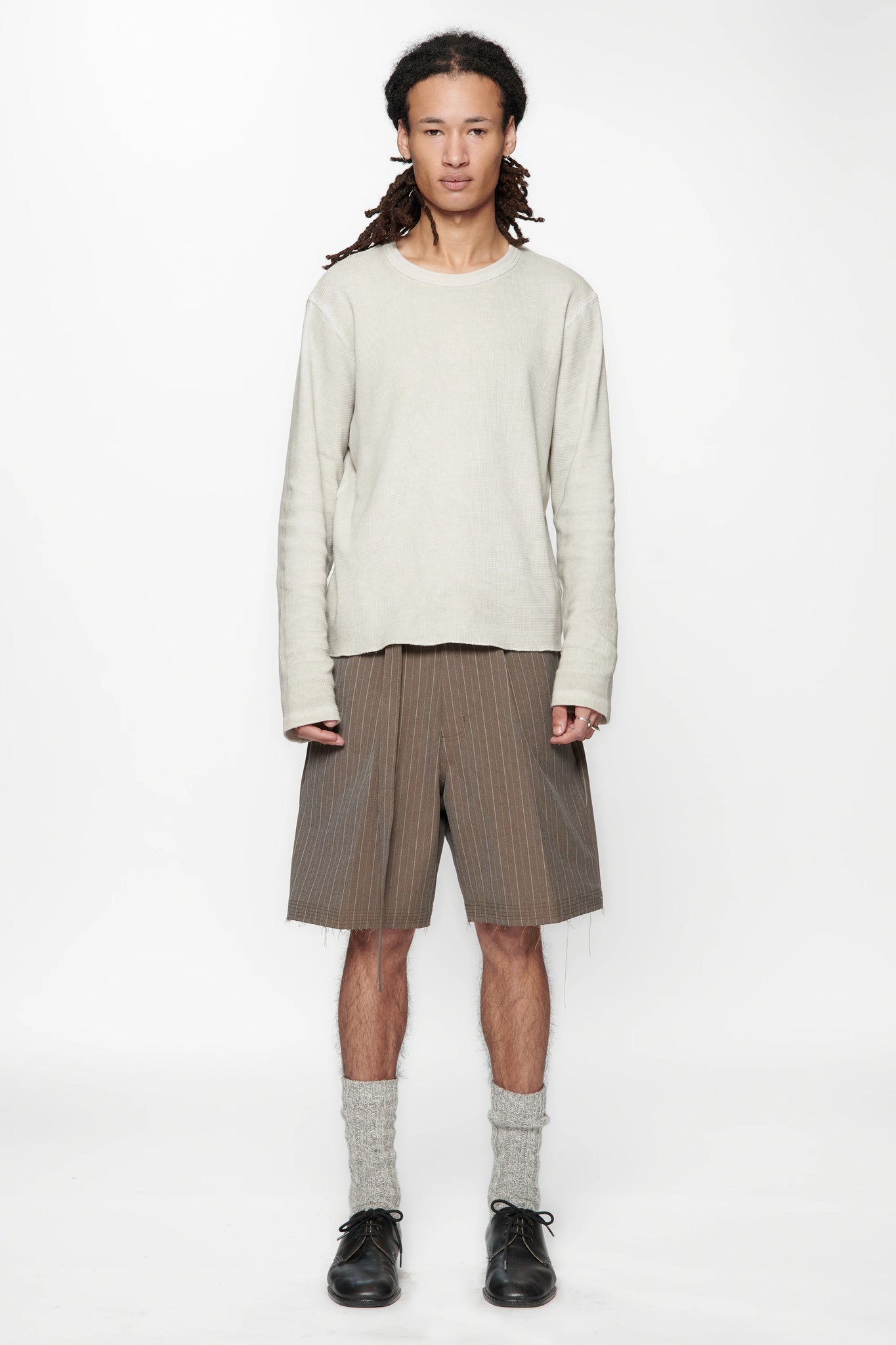 CUT SHORT - BROWN PINSTRIPE