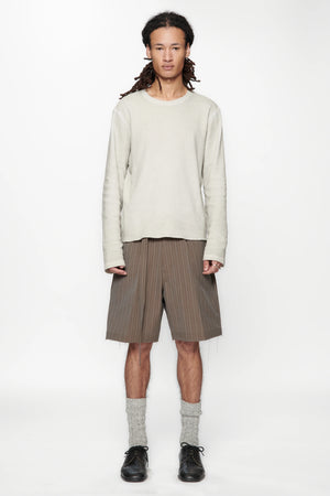 CUT SHORT - BROWN PINSTRIPE