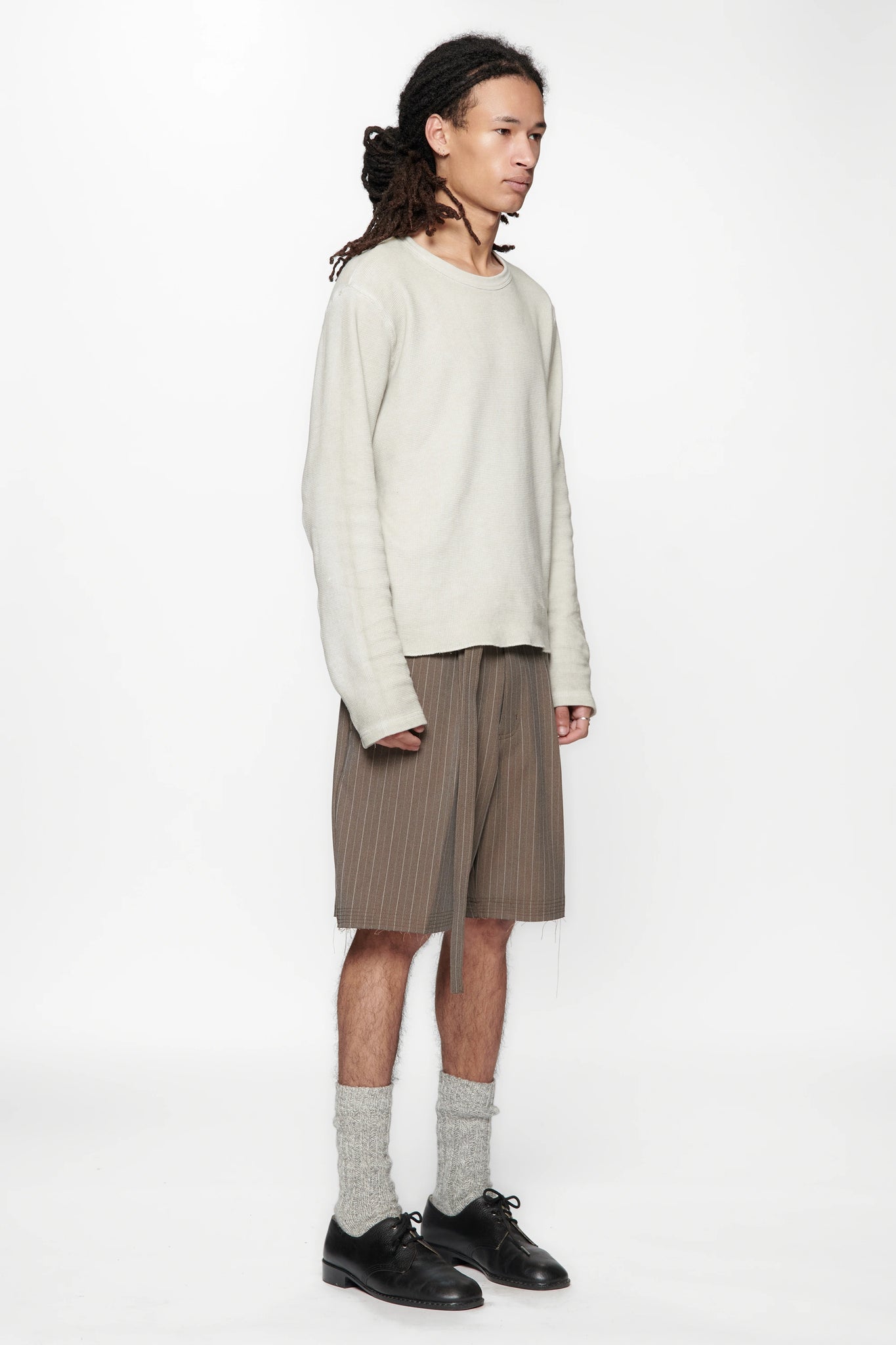 CUT SHORT - BROWN PINSTRIPE