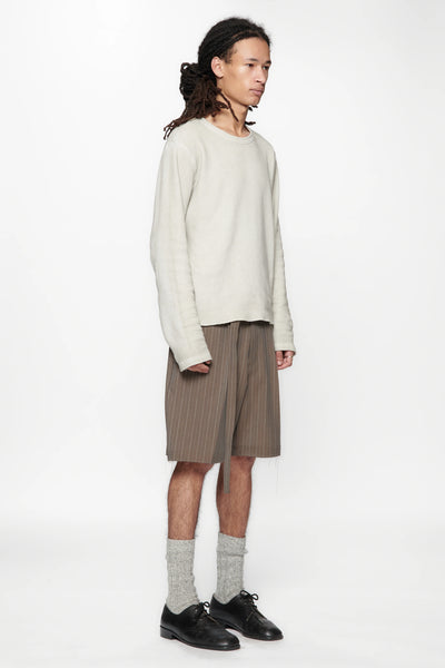 CUT SHORT - BROWN PINSTRIPE