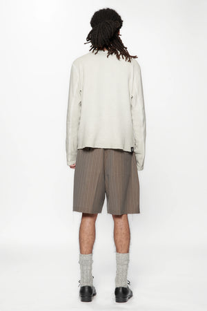 CUT SHORT - BROWN PINSTRIPE
