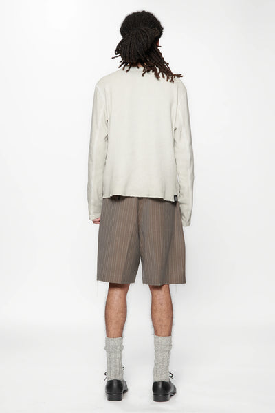 CUT SHORT - BROWN PINSTRIPE