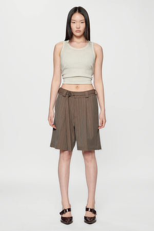 CUT SHORT - BROWN PINSTRIPE