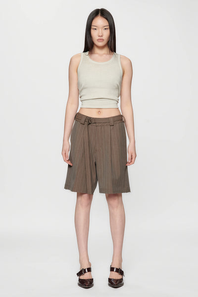 CUT SHORT - BROWN PINSTRIPE