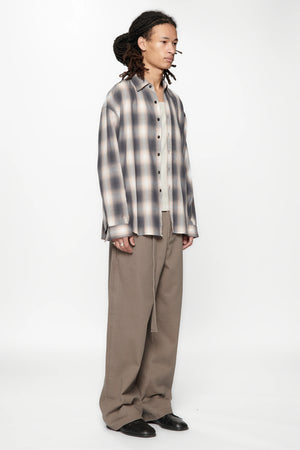 DROP LS SHIRT - GREY/PINK CHECK