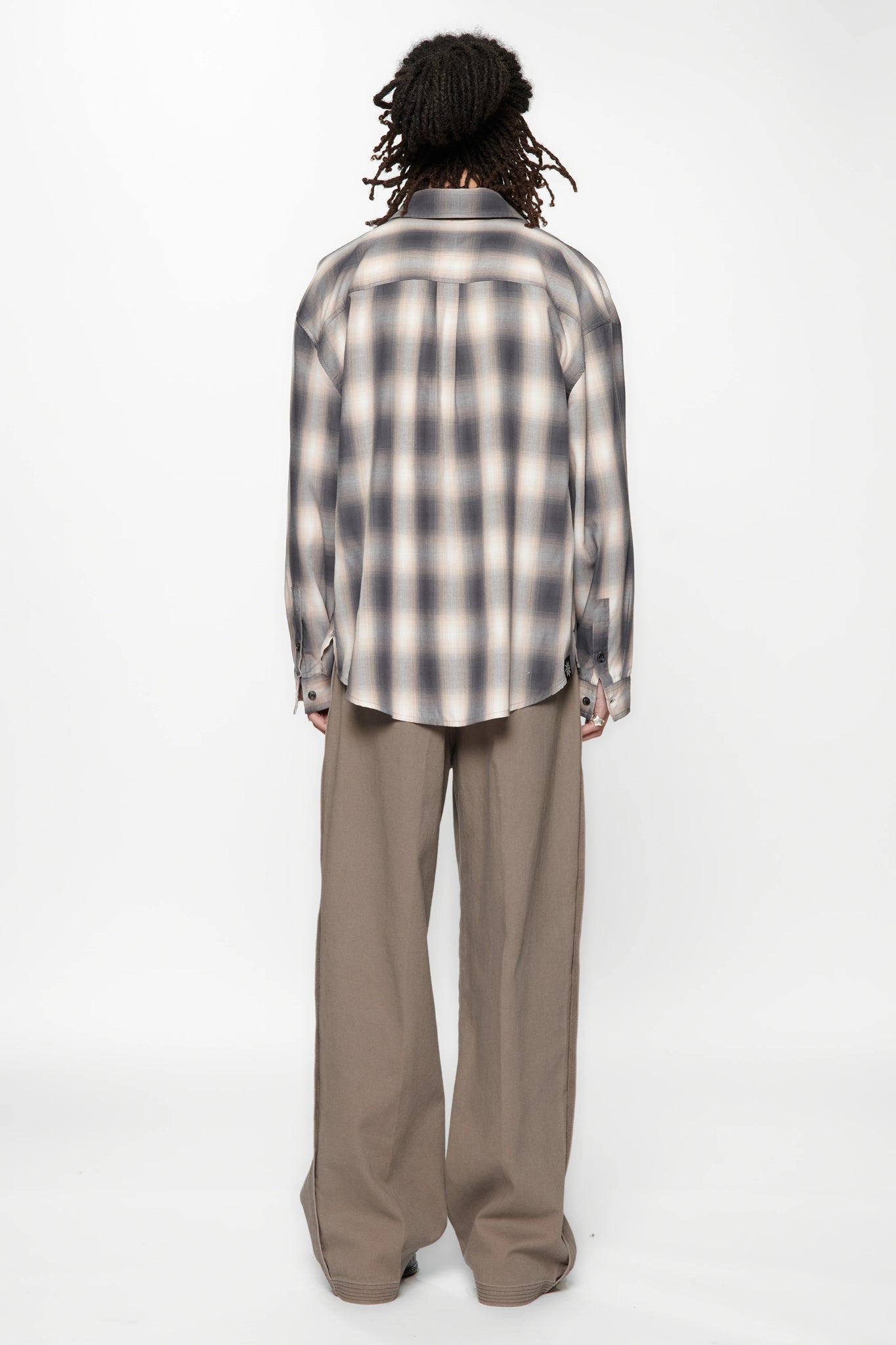 DROP LS SHIRT - GREY/PINK CHECK