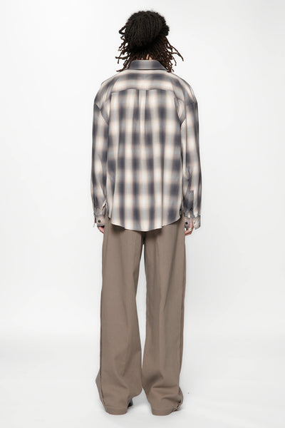 DROP LS SHIRT - GREY/PINK CHECK