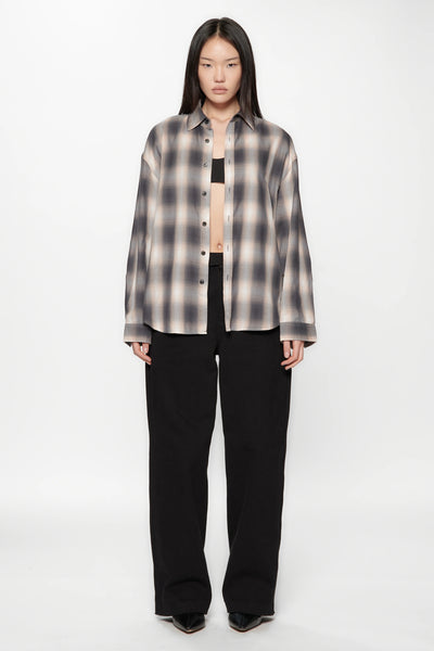 DROP LS SHIRT - GREY/PINK CHECK