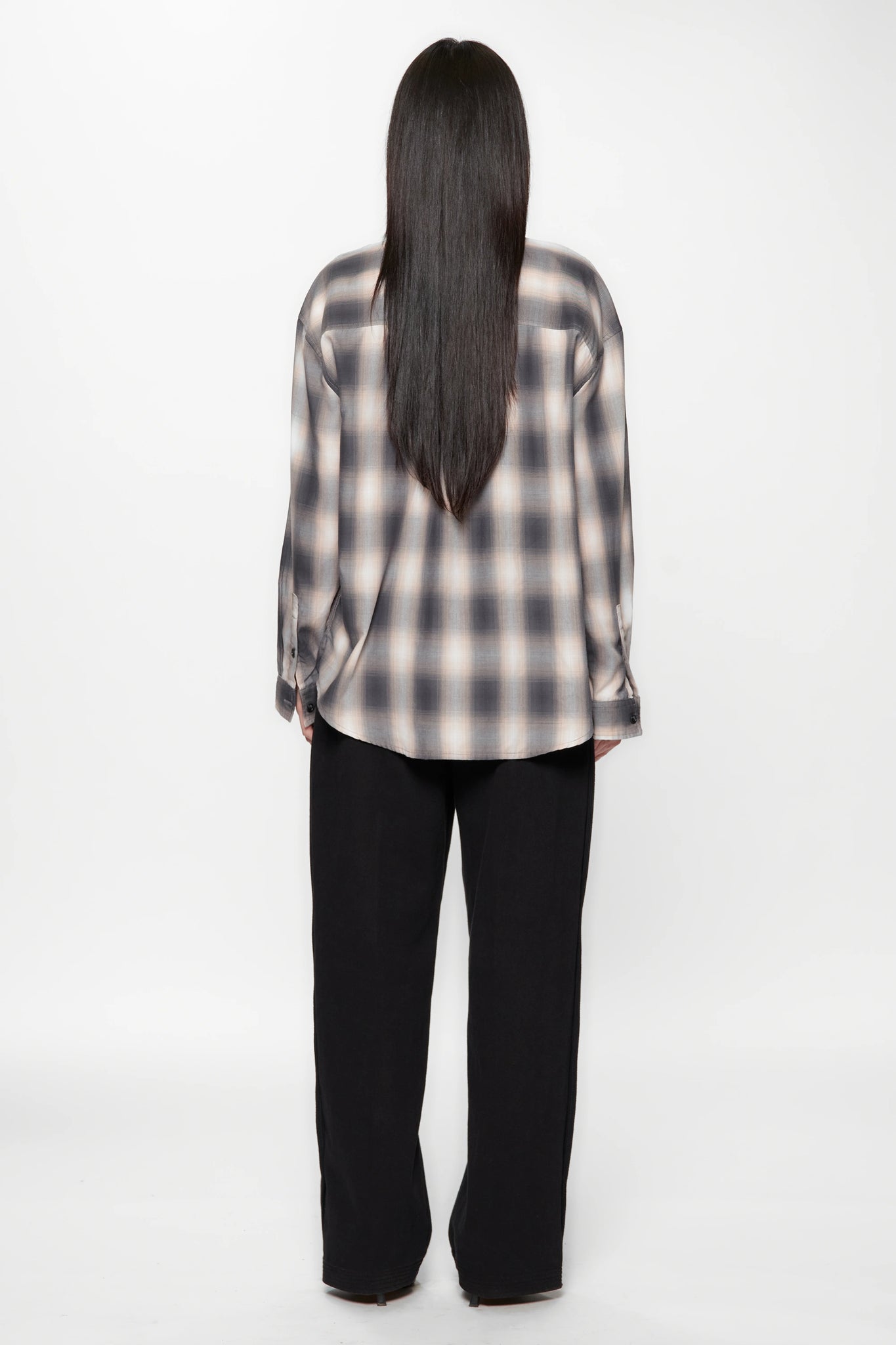 DROP LS SHIRT - GREY/PINK CHECK