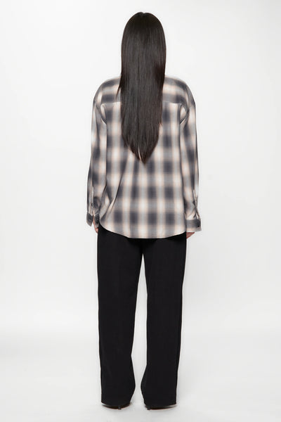 DROP LS SHIRT - GREY/PINK CHECK