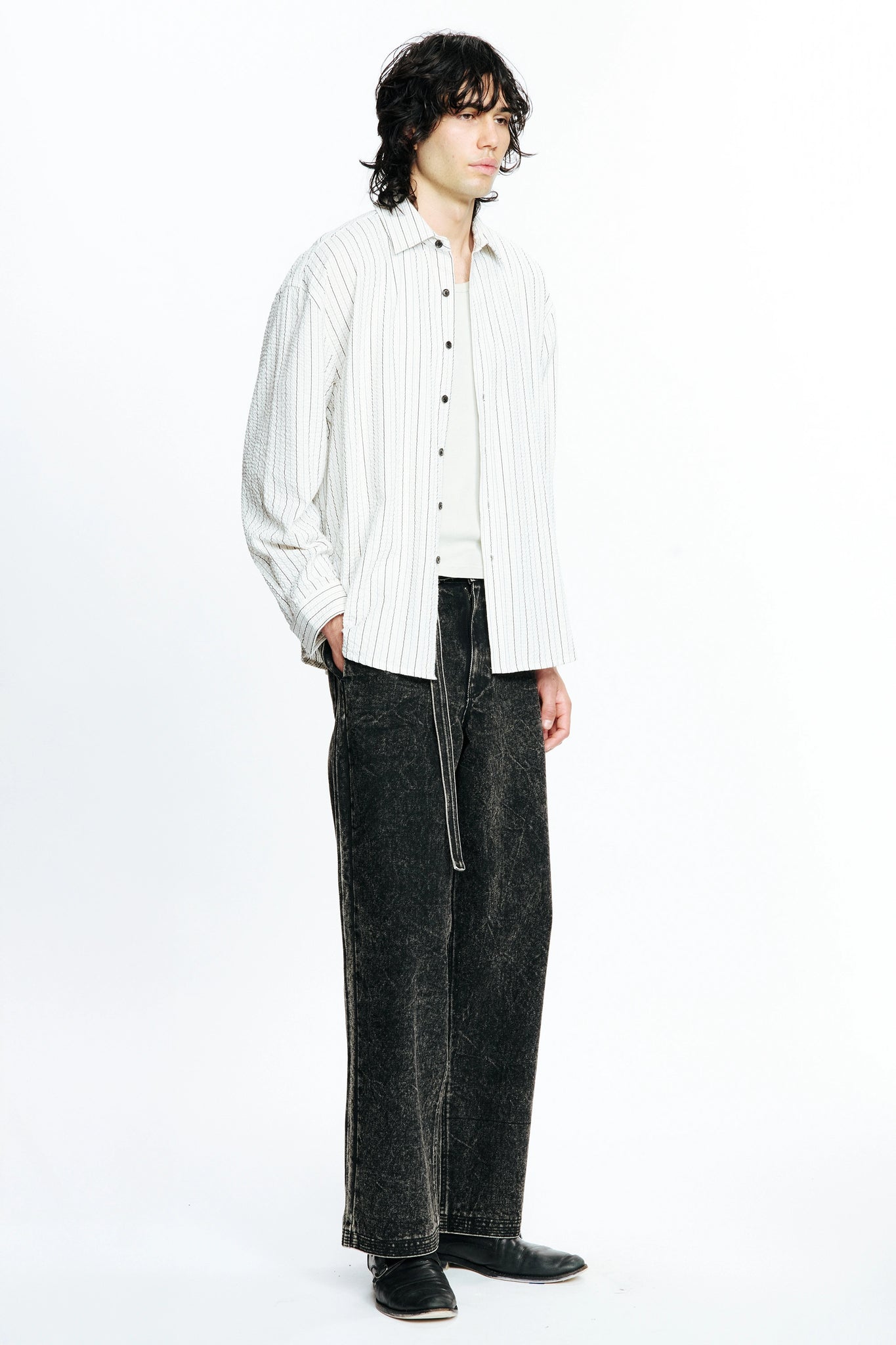 DROP LS SHIRT - WHITE STRIPE