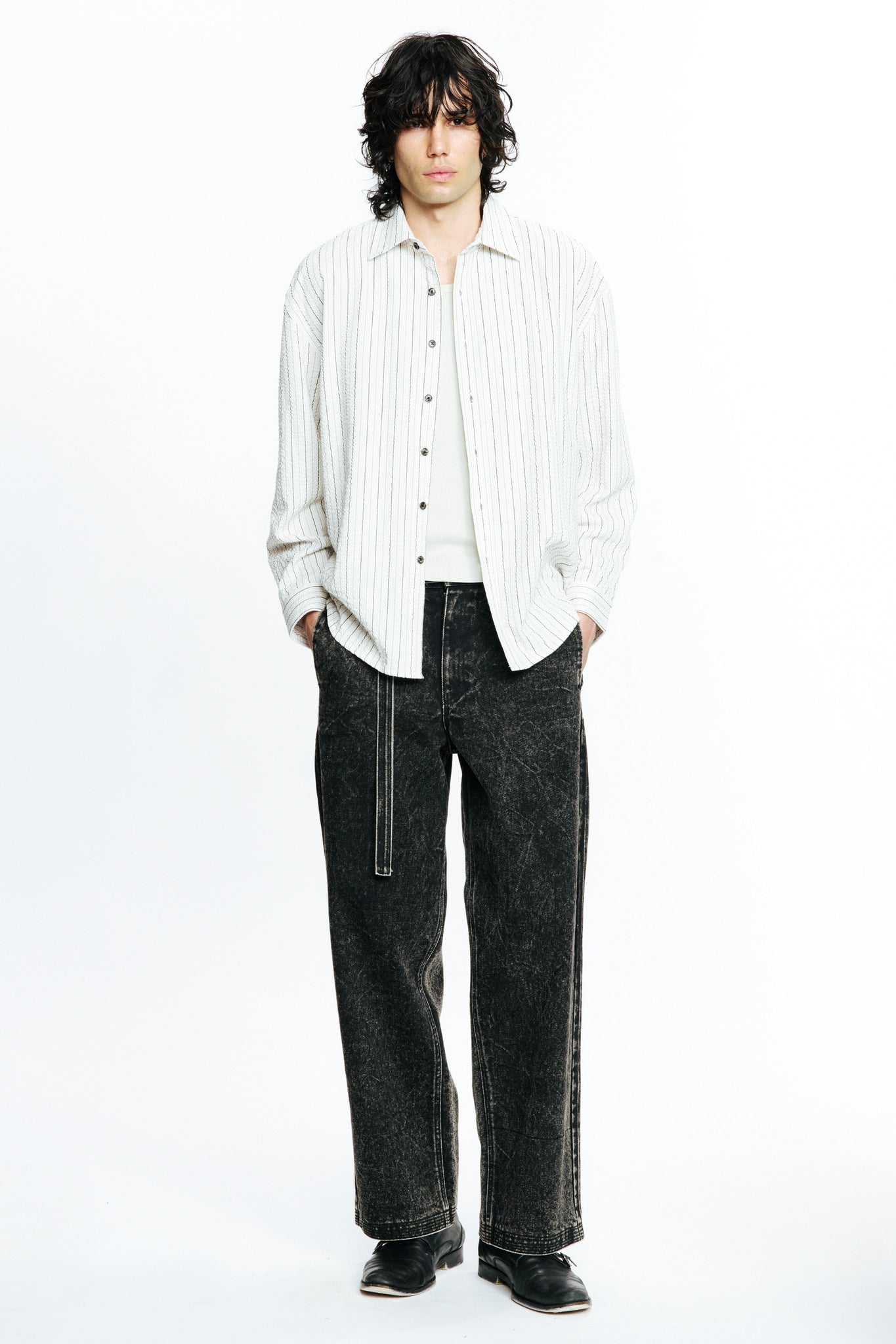 DROP LS SHIRT - WHITE STRIPE