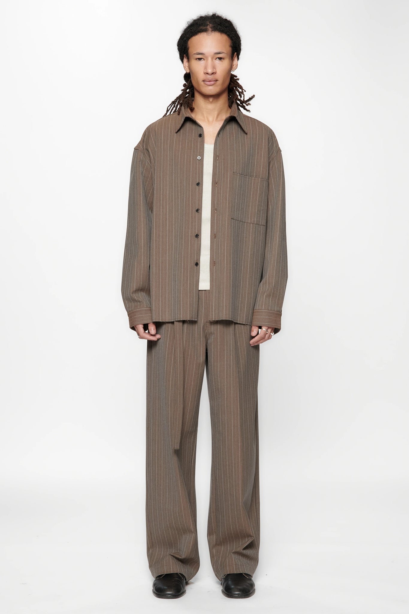 LIMIT SUIT TROUSER - BROWN PINSTRIPE