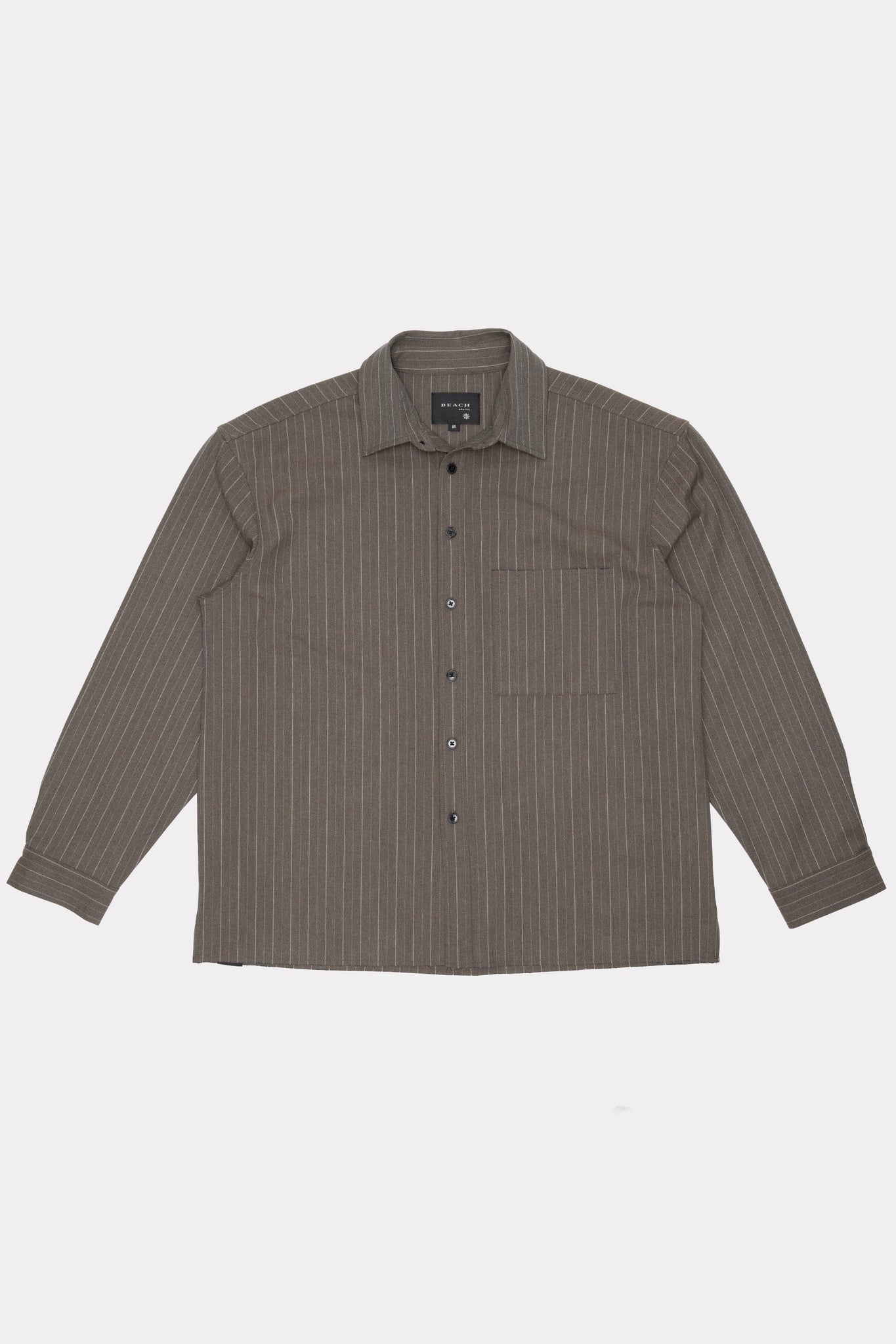 HOLD LS SHIRT - BROWN PINSTRIPE
