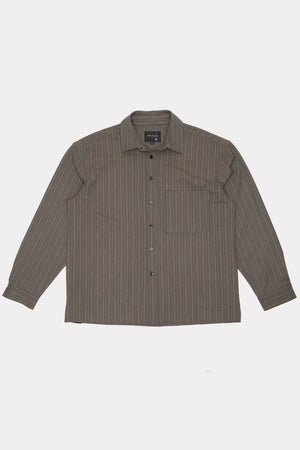 HOLD LS SHIRT - BROWN PINSTRIPE