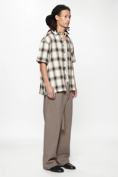 HOLD SS SHIRT - BLACK / BROWN CHECK