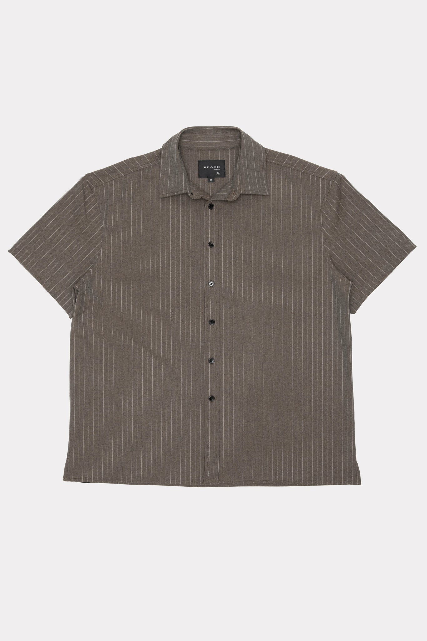 HOLD SS SHIRT - BROWN PINSTRIPE