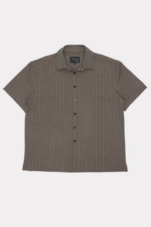 HOLD SS SHIRT - BROWN PINSTRIPE