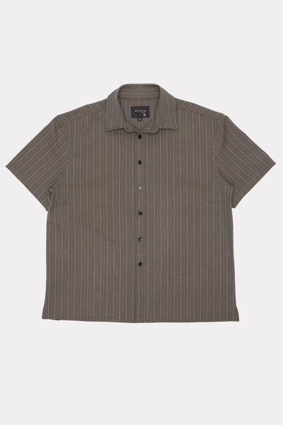 HOLD SS SHIRT - BROWN PINSTRIPE