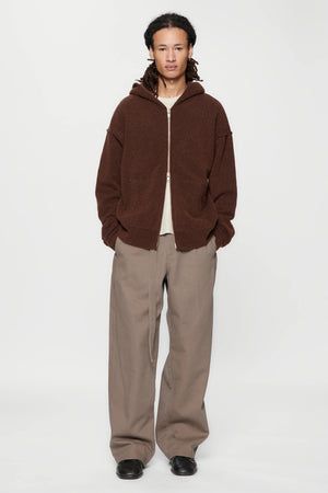 KNIT ZIP HOOD - BURNT UMBER