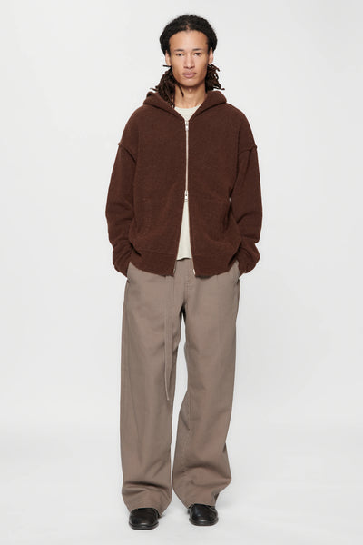 KNIT ZIP HOOD - BURNT UMBER