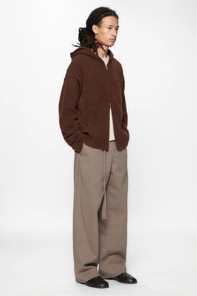 KNIT ZIP HOOD - BURNT UMBER