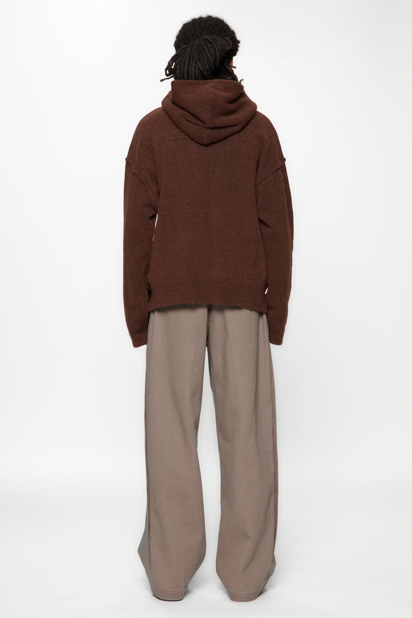 KNIT ZIP HOOD - BURNT UMBER
