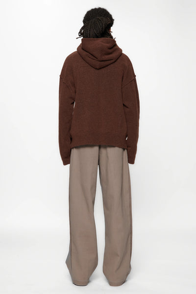 KNIT ZIP HOOD - BURNT UMBER