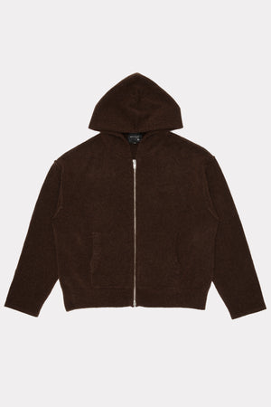 KNIT ZIP HOOD - BURNT UMBER