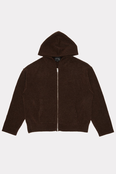 KNIT ZIP HOOD - BURNT UMBER